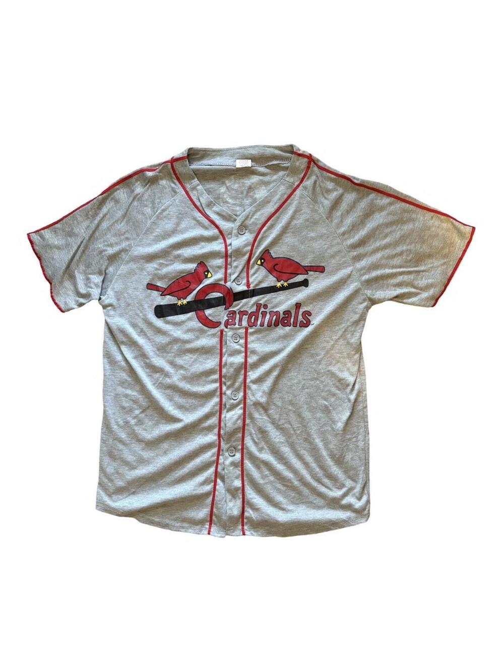 St Louis Cardinals Jersey Gray Retro Throwback Button Up SGA Jersey Size XL